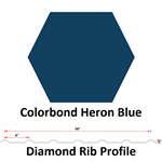 27Ga. 36^ Diamond Rib  COLORBOND Heron Blue