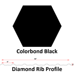 28Ga. 36^ Diamond Rib  COLORBOND Black