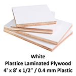 Plastic Laminated Plywood 4' x 8' x 1/2^ / 0.4 mm Plastic  White